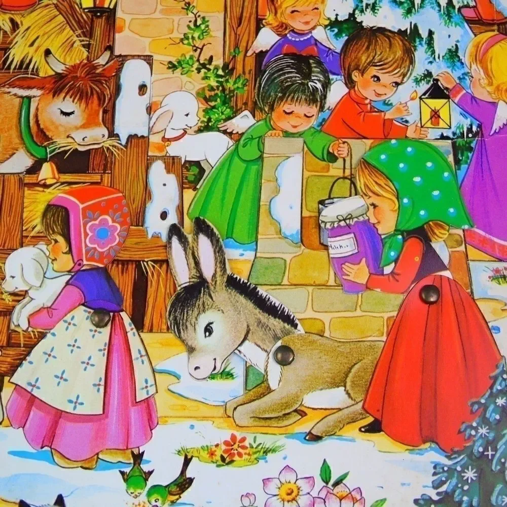 1970s Advent Calendar Nativity Scene GEMO Denmark